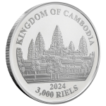 Moneda plata coloreada 3000 riels Camboya 2024 – Tigres Perdidos de Camboya - Imagen 2