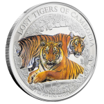 Moneda plata coloreada 3000 riels Camboya 2024 – Tigres Perdidos de Camboya