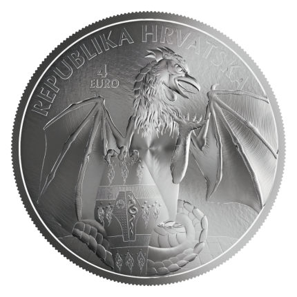 Серебряная монета €4 Хорватия 2024 – Дракон Трсата