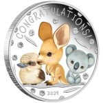 Цветная серебряная монета $0.50 Австралия 2024 – Новорождённый