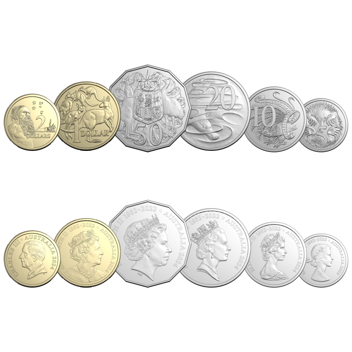 11400-2024-Change-of-Monarch-Six-Coin-Set-Reverse-Obverse Набор регулярных монет Австралии 2024 - Смена монарха — изображение 2