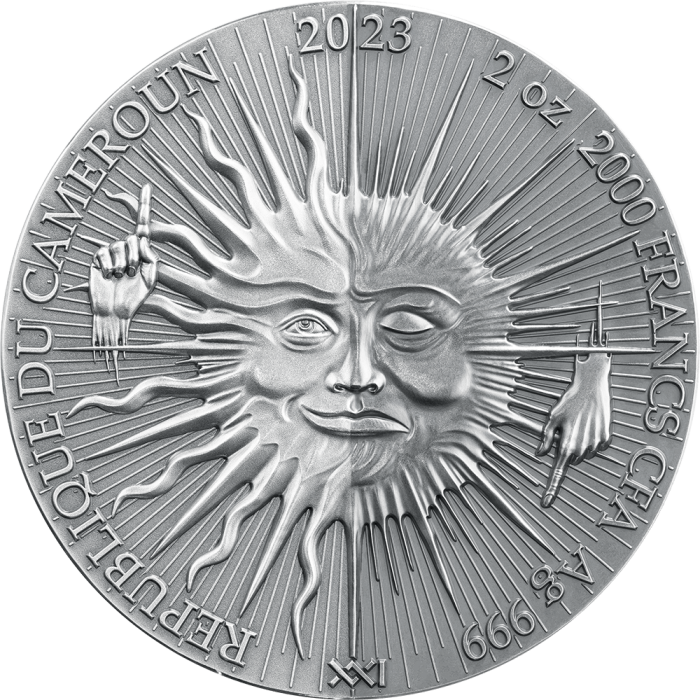 Moneta Argento Dorato 2000 Franchi Camerun 2023 – Doppia Essenza: Lucifero - immagine 2