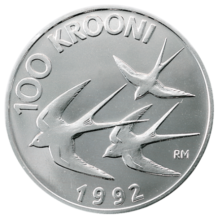 Moneta d'argento da 100 corone Estonia 1992 – Riforma valutaria