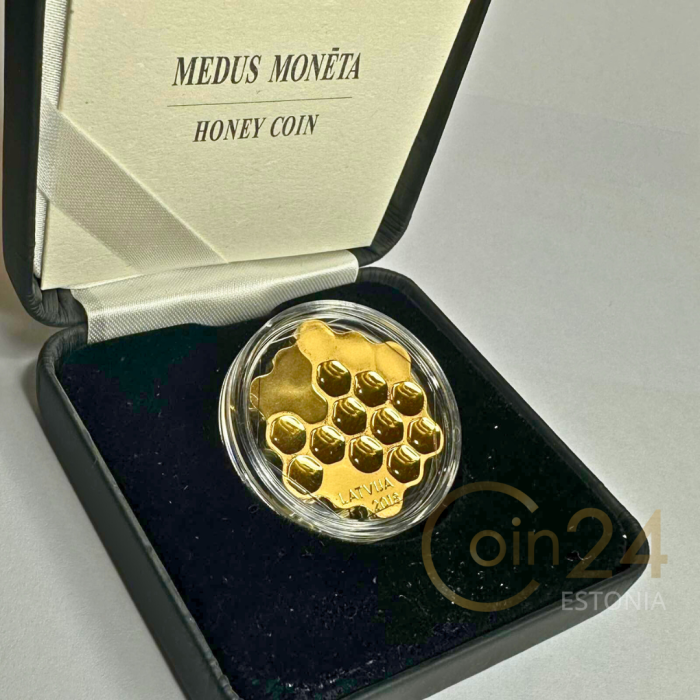 honey2 Gold plated silver coin 5 euro Latvia 2018 – Honey coin - Image 3