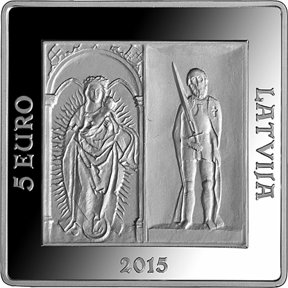 Серебряная монета 5 евро Латвия 2015 — 500 лет Рижскому замку