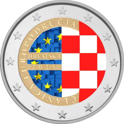 Цветная монета 2 евро Хорватия 2023 - Введение евро