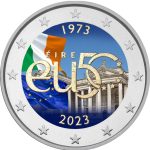 Цветная монета 2 евро Ирландия 2023 - 50 лет членства Ирландии в Европейском Союзе