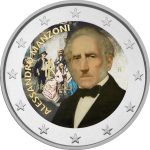 Цветная монета 2 евро Италия 2023 - Алессандро Мандзони