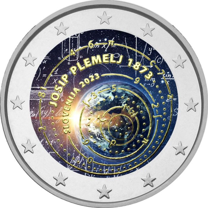 Moneda de colores 2 euros Eslovenia 2023 - Josip Plemelj - Imagen 1