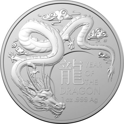 Серебряная монета $1 Австралия 2024 — Год Дракона (Royal Australian Mint)
