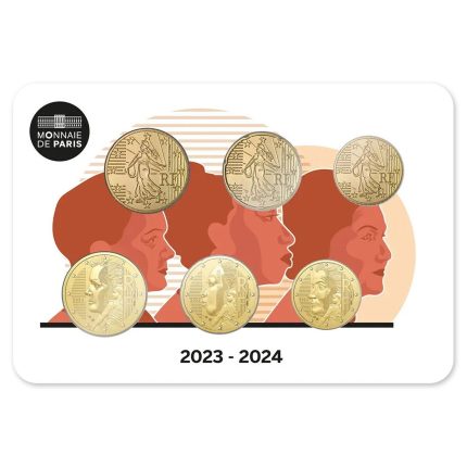 Набор из 6 монет Франция - Новый и старый дизайн 2023/2024 BU