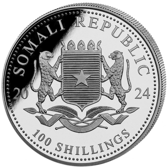 Moneda de plata 100 chelines Somalia 2024 – Leopardo - Imagen 2