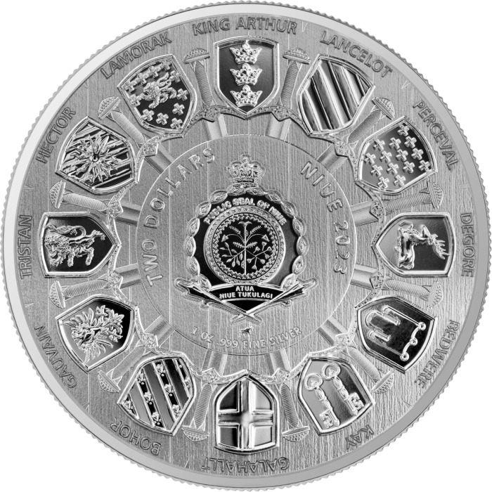 Moneda de plata $2 Niue 2023 – Rey Arturo - Imagen 2