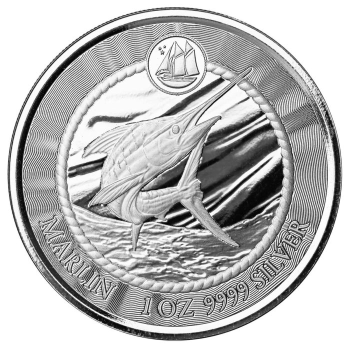 Moneda de plata de $1 Islas Caimán 2023 – Marlin Azul - Imagen 2