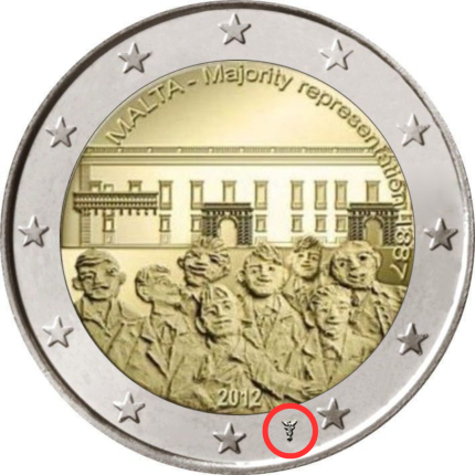 2 eurot Malta 2012 – Enamuse esindus (Royal Dutch Mint mintmark)
