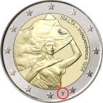2 евро Мальта 2014 – 50 лет независимости (Royal Dutch Mint mintmark)