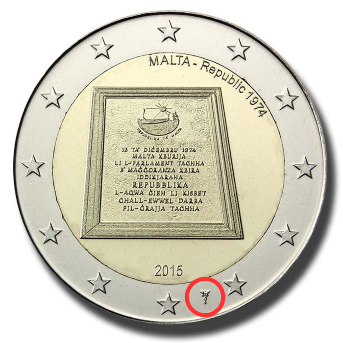 Malta2015mm 2 евро Мальта 2015 – Провозглашение Республики Мальты (Royal Dutch Mint mintmark) — изображение 1