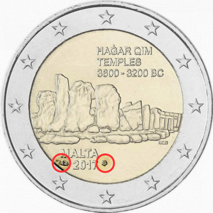2 евро Мальта 2017 - Храмы Хаджар-Ким (Monnaie de Paris mintmark) — изображение 1