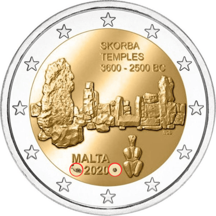 2 eurot Malta 2020 – Skorba templid (Monnaie de Paris mintmark) - Image 1