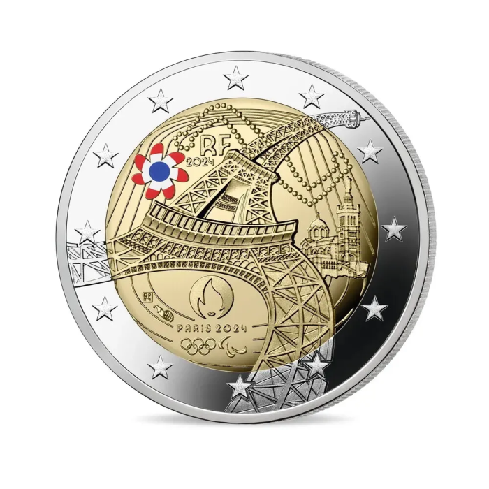 Moneda de color 2 euros Francia 2024 – Juegos Olímpicos y Paralímpicos de París Proof - Imagen 3