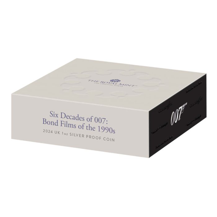 Moneda de Plata de 2 Libras Reino Unido 2024 – Seis Décadas de 007: Películas Bond de los Años 90 Proof - Imagen 4