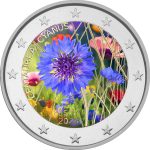 Moneta colorata 2 euro Estonia 2024 – Fiordaliso (fiori)