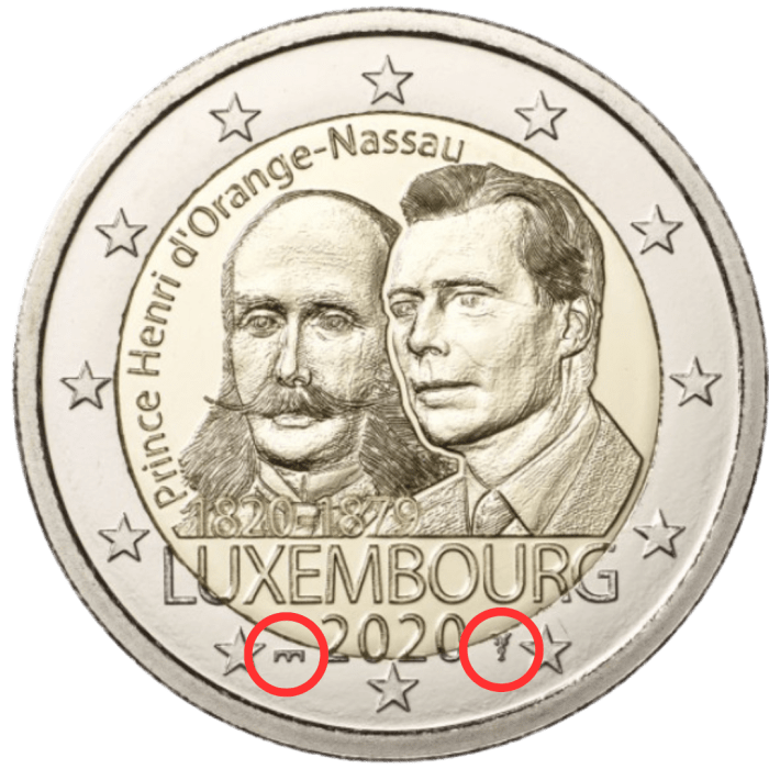 2 euro Luxembourg 2020 – 200th anniversary of the birth of Henry of Orange-Nassau (Bridge mintmark) - Image 1