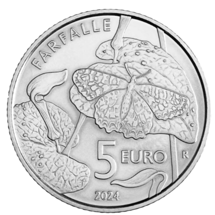 Серебряная монета €5 Сан-Марино 2024 – Бабочки