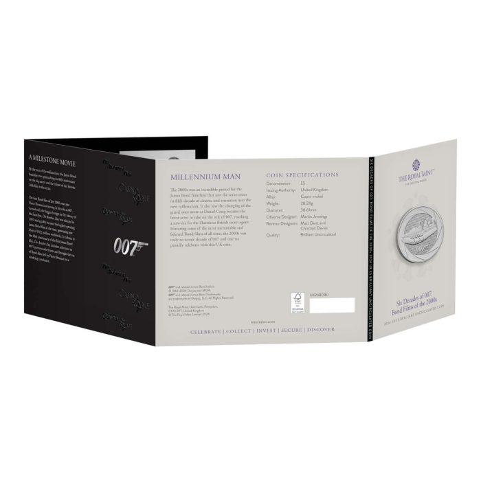 uk24b0bu---2024-bond-films-of-the-00s-uk-gbp5-brilliant-uncirculated-coin-pack-back-open-1500x1500-f3a2c67 5 pounds UK 2024 – Six decades of 007: the Bond films of the 2000s - Image 5