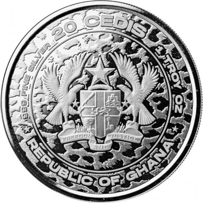 Moneta Argento 5 cedi Ghana 2023 – Leopardo Africano - immagine 2