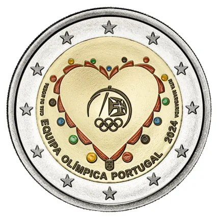 2 евро Португалия 2024 - Олимпийская сборная Португалии Proof (официальная цветная монета)