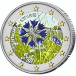 Moneda de color 2 euros Estonia 2024 – Aciano (campo)
