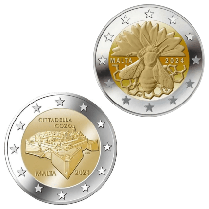 Komplekt 2 eurot Malta 2024 – Gozo tsitadell + mesilane (kapslites)