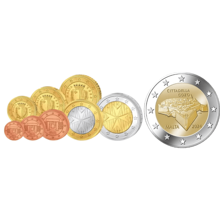 Conjunto de banco de monedas de euro Malta 2024 + 2 euros "Ciudadela de Gozo" - Imagen 2