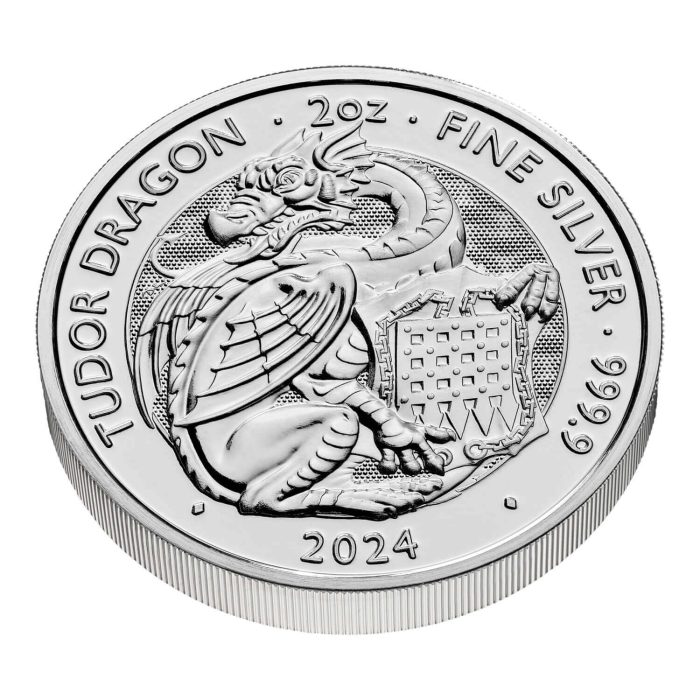 Moneda de plata £5 Reino Unido 2024 – Bestias Reales Tudor: Dragón Tudor (2 oz) - Imagen 2