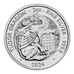 Moneda de plata £5 Reino Unido 2024 – Bestias Reales Tudor: Dragón Tudor (2 oz)