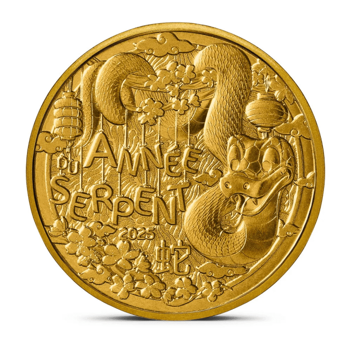 1/4 Euro Francia 2025 Calendario Lunar Chino – Año de la Serpiente - Imagen 1