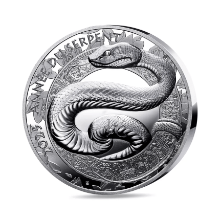 Серебряная монета €20 Франция 2025 – Год змеи (высокий рельеф)