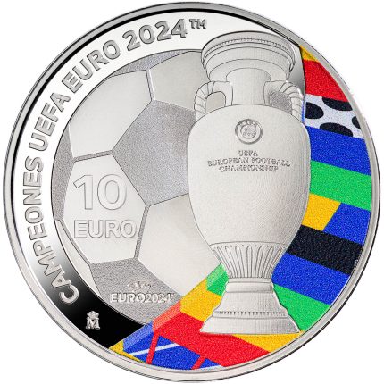 Цветная серебряная монета €10 Испания 2024 – Чемпионы Европы по футболу 2024