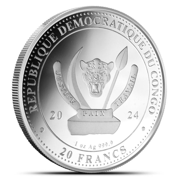 Moneda de plata 20 francos Congo 2024 – Halcón Peregrino - Imagen 2