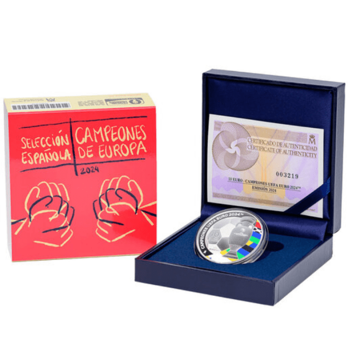 Moneda de plata de colores €10 España 2024 – Campeones de Europa de Fútbol 2024 - Imagen 3