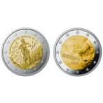 2 евро Андорра 2024 пара монет в карточках - Горный велосипед и горные лыжи
