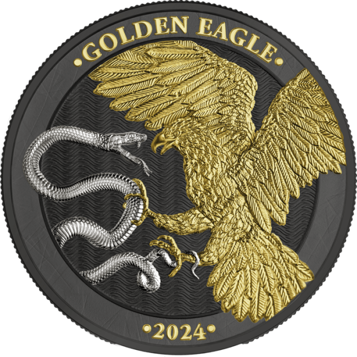 Позолоченная серебряная монета 5 евро Мальта 2024 – Беркут — изображение 1