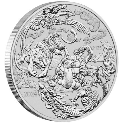 Серебряная монета $1 Австралия 2024 – Четыре стража – Китайские мифы и легенды