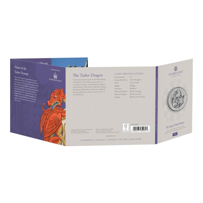 Kolikko £5 Iso-Britannia 2024 - Royal Tudor Beasts: Tudor Dragon - Image 5