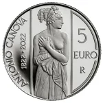 Cеребряная монета 5 евро Италия - скульптор Антонио Канова — изображение 2