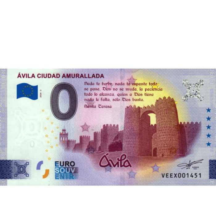 0 euro Spagna 2024 - Fortezza della città di Avila - immagine 1