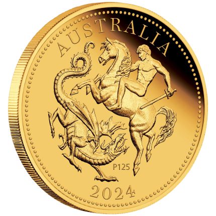 Золотая монета $25 Австралия 2024 – Святой Георгий побеждает дракона Proof