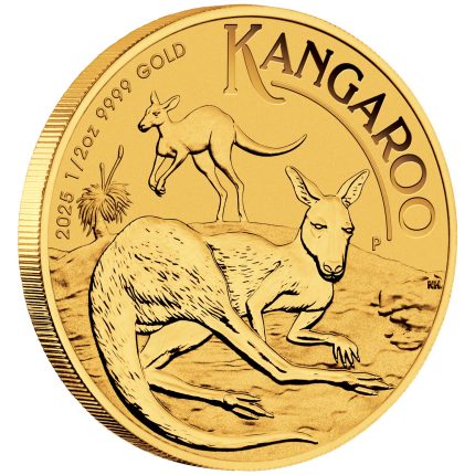 Золотая монета $50 Австралия 2025 – Кенгуру 1/2 oz BU