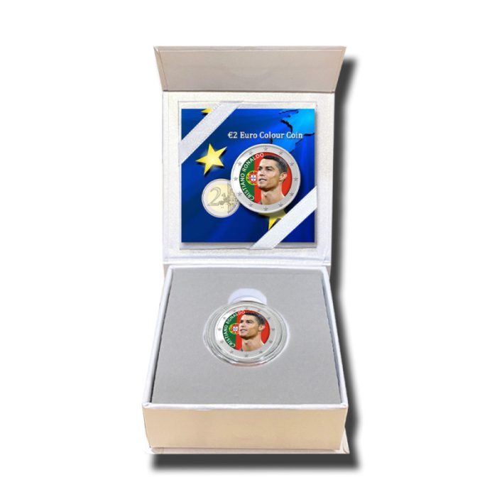 2-euro-coloured-coin-single-box-football-star-cristiano-ronaldo-portugal Color Coin 2 euro Portugal - Cristiano Ronaldo - Image 2
